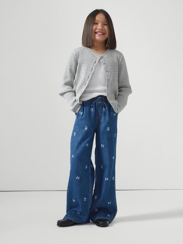 Gap Medium Wash Cherry High Waisted Pull On Wide-Leg Jeans (5-13yrs) - Image 1 of 4
