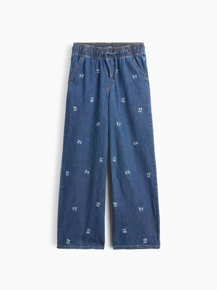 Gap Medium Wash Cherry High Waisted Pull On Wide-Leg Jeans (5-13yrs) - Image 2 of 4
