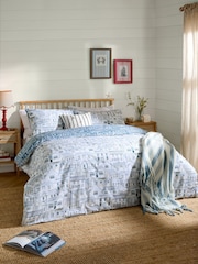 Wylder Sea Blue Abersoch Town Reversible Duvet Cover Set - Image 1 of 3