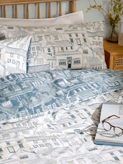 Wylder Sea Blue Abersoch Town Reversible Duvet Cover Set - Image 2 of 3