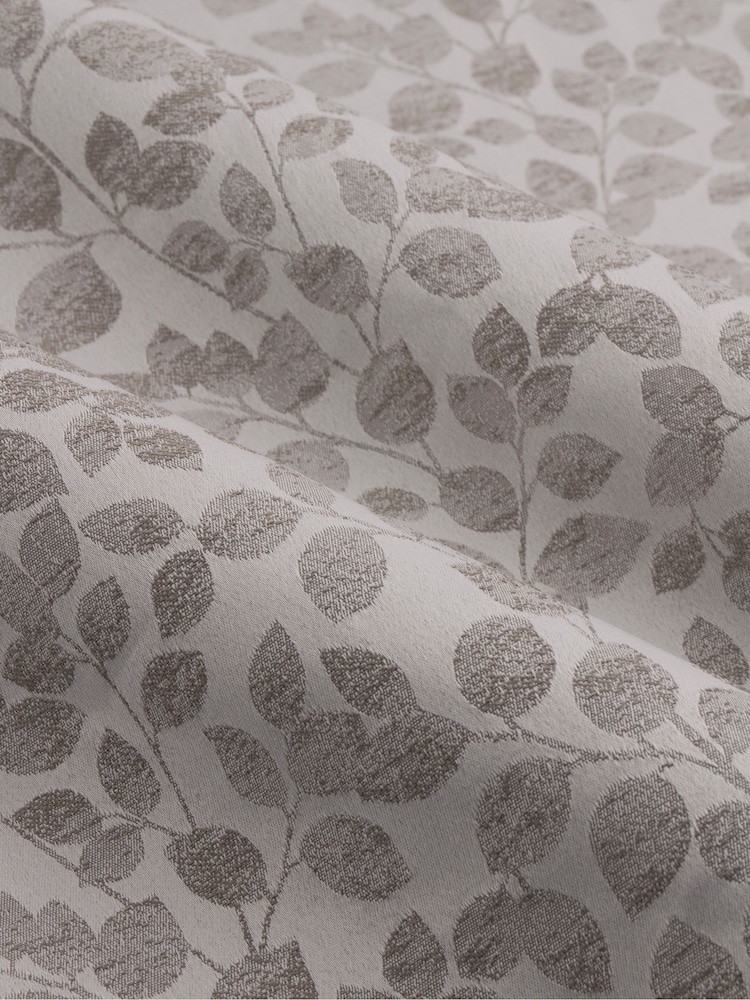Wylder Mist Grey Grace Leaf Jacquard Lined Eyelet Curtains - Image 5 of 5 Wylder Mist Grey Grace Leaf Jacquard Lined Eyelet Curtains - Image 5 of 5