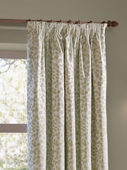 Wylder Sage Grace Leaf Jacquard Lined Pencil Pleat Curtains - Image 4 of 6