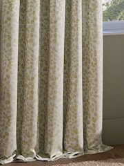 Wylder Sage Grace Leaf Jacquard Lined Pencil Pleat Curtains - Image 5 of 6
