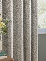 Wylder Mist Grey Grace Leaf Jacquard Lined Pencil Pleat Curtains - Image 3 of 6