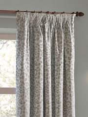 Wylder Mist Grey Grace Leaf Jacquard Lined Pencil Pleat Curtains - Image 4 of 6