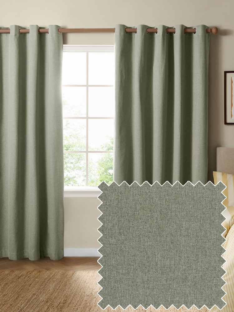 Furn Sage The Ultimate Blackout Woven Textured Eyelet Curtains - Image 1 of 6