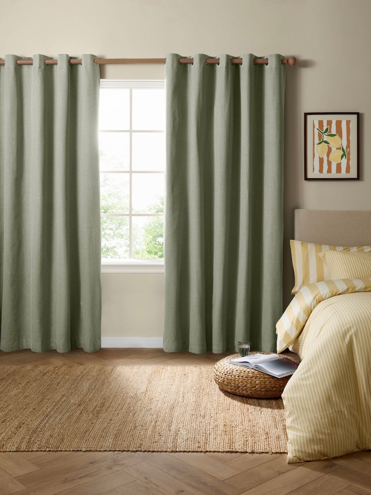 Furn Sage The Ultimate Blackout Woven Textured Eyelet Curtains - Image 2 of 6
