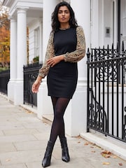 Roman Brown Animal Contrast Knitted Dress - Image 2 of 4