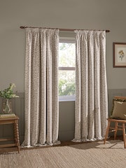 Wylder Natural Grace Leaf Jacquard Lined Pencil Pleat Curtains - Image 2 of 5