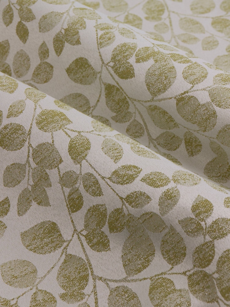 Wylder Sage Grace Leaf Jacquard Lined Eyelet Curtains - Image 5 of 5