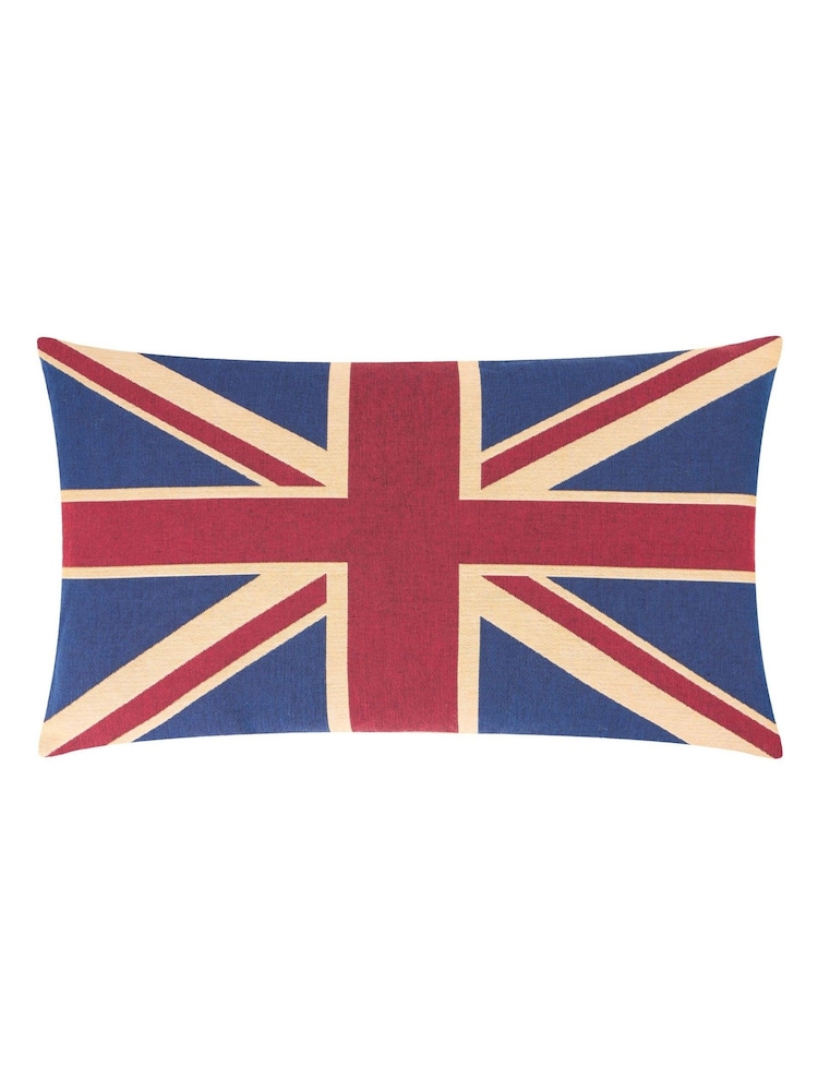 Evans Lichfield Union Jack Flag Tapestry Fibre Fill 65x45cm Cushion - Image 1 of 4 Evans Lichfield Union Jack Flag Tapestry Fibre Fill 65x45cm Cushion - Image 1 of 4