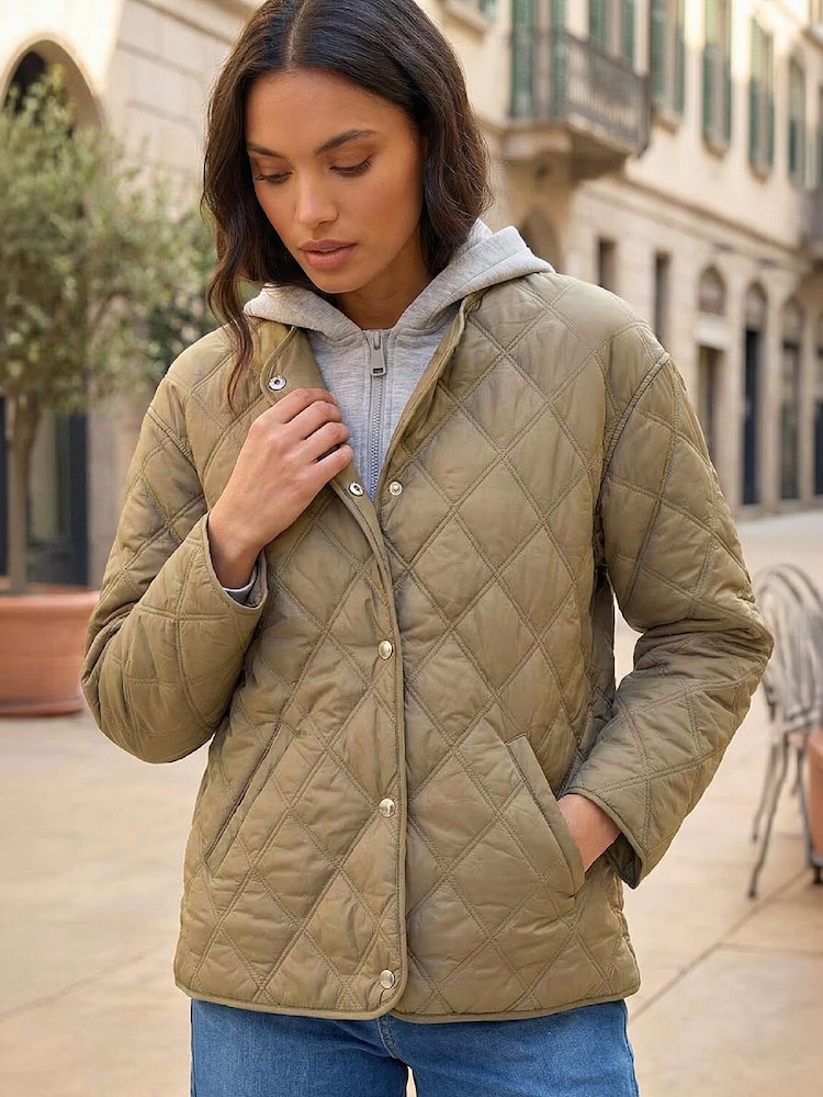 Roman Green Quilted Hooded Jacket - Image 2 of 4 Roman Green Quilted Hooded Jacket - Image 2 of 4