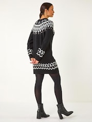 Roman Black Geometric Print Knitted Shift Dress - Image 3 of 4
