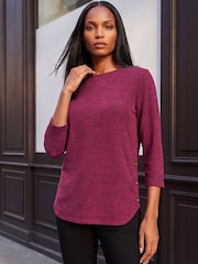 Roman Purple Curved Hem Stretch Top - Image 1 of 4