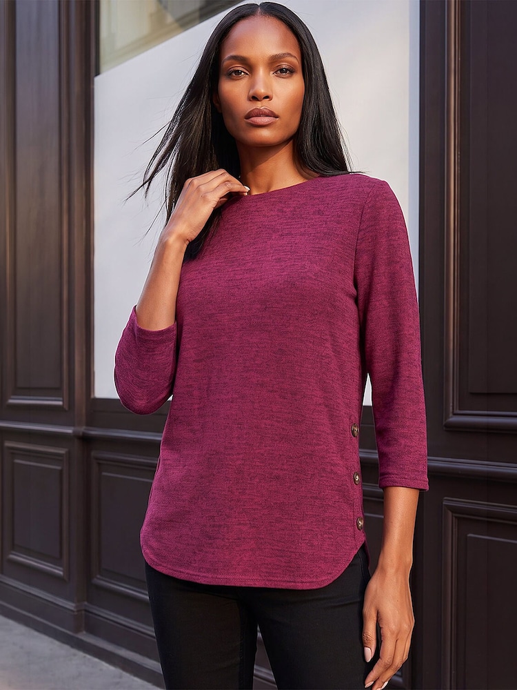 Roman Purple Curved Hem Stretch Top - Image 1 of 4