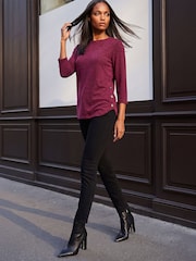 Roman Purple Curved Hem Stretch Top - Image 2 of 4