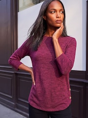 Roman Purple Curved Hem Stretch Top - Image 3 of 4