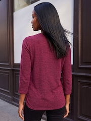 Roman Purple Curved Hem Stretch Top - Image 4 of 4