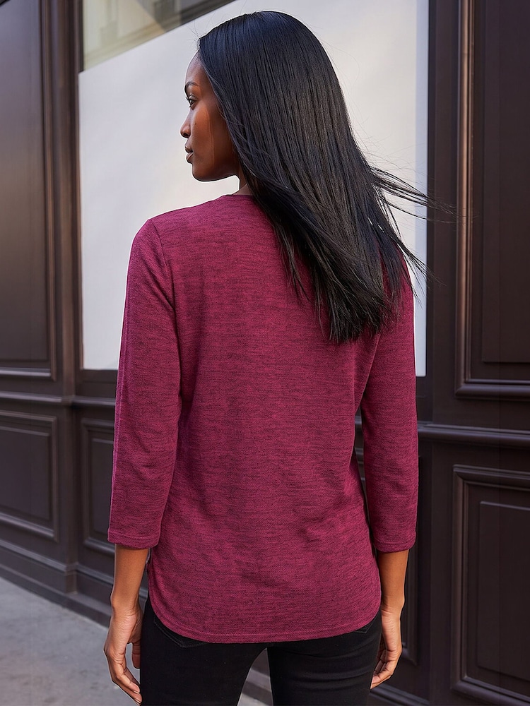 Roman Purple Curved Hem Stretch Top - Image 4 of 4