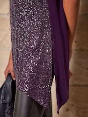 Roman Purple Sequin Asymmetric Stretch Vest - Image 4 of 4