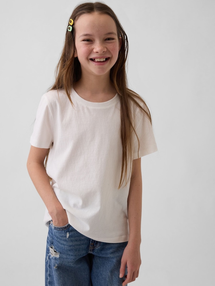 Gap White VinstageSoft Short Sleeve T-Shirt (4-13yrs) - Image 1 of 4 Gap White VinstageSoft Short Sleeve T-Shirt (4-13yrs) - Image 1 of 4
