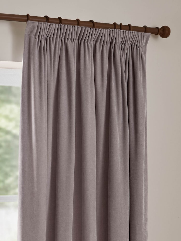 Yard Mauve Heavy Chenille Fully Lined Pencil Pleat Curtain - Image 1 of 5 Yard Mauve Heavy Chenille Fully Lined Pencil Pleat Curtain - Image 1 of 5