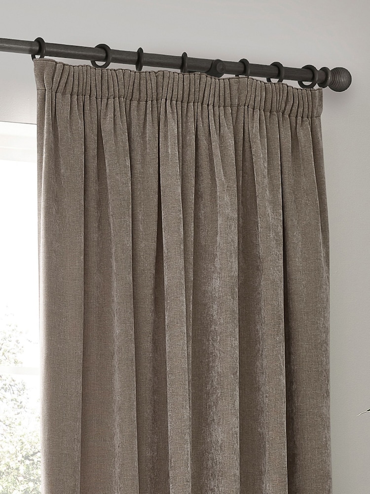 Yard Greige Heavy Chenille Blackout Pencil Pleat Curtain - Image 1 of 5