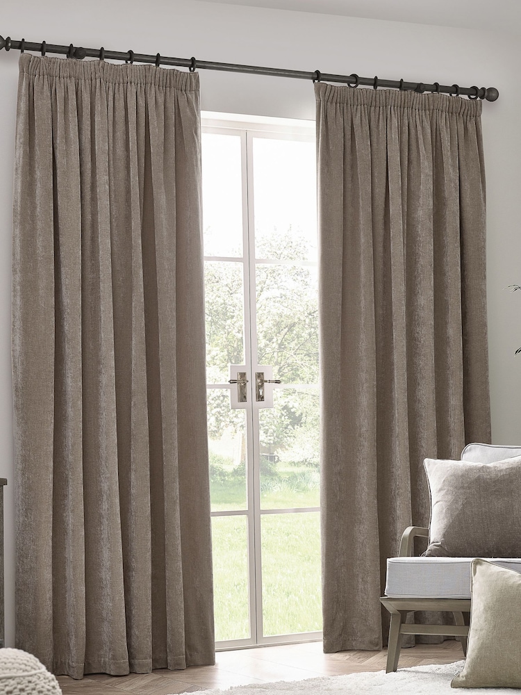 Yard Greige Heavy Chenille Blackout Pencil Pleat Curtain - Image 2 of 5