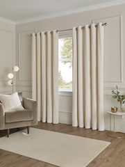 Paoletti Ivory Lustre Velvet Fully Lined Eyelet Curtain - Image 2 of 6