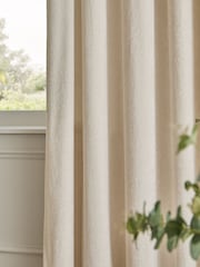Paoletti Ivory Lustre Velvet Fully Lined Eyelet Curtain - Image 3 of 6