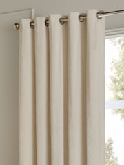 Paoletti Ivory Lustre Velvet Fully Lined Eyelet Curtain - Image 4 of 6