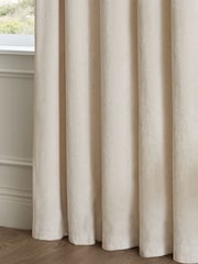 Paoletti Ivory Lustre Velvet Fully Lined Eyelet Curtain - Image 5 of 6