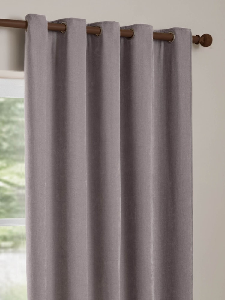 Yard Mauve Heavy Chenille Fully Lined Eyelet Curtain - Image 1 of 6 Yard Mauve Heavy Chenille Fully Lined Eyelet Curtain - Image 1 of 6