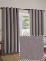 Yard Mauve Heavy Chenille Fully Lined Eyelet Curtain - Image 3 of 6
