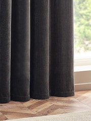 Yard Charcoal Heavy Chenille Blackout Eyelet Curtain - Image 3 of 4