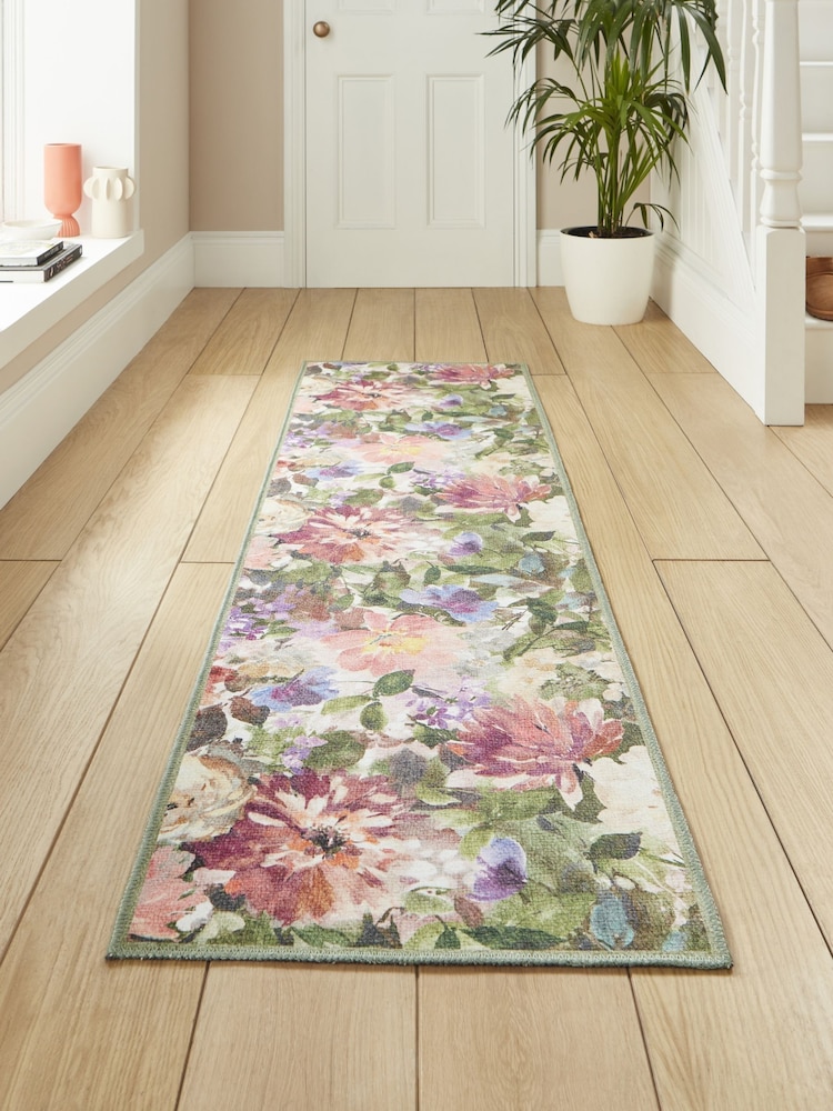 Clarke and Clarke Forest & Rouge Green Tahiti Washable Runner - Image 1 of 4