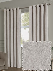 Paoletti Silver Lustre Velvet Fully Lined Eyelet Curtain - Image 1 of 6