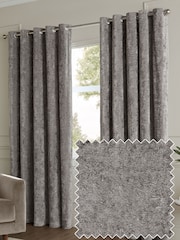 Paoletti Pewter Lustre Velvet Fully Lined Eyelet Curtain - Image 1 of 6