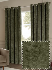 Paoletti Malachite Green Lustre Velvet Fully Lined Eyelet Curtain - Image 1 of 6