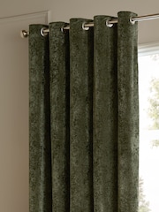 Paoletti Malachite Green Lustre Velvet Fully Lined Eyelet Curtain - Image 4 of 6