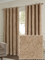 Paoletti Champagne Lustre Velvet Fully Lined Eyelet Curtain - Image 1 of 6