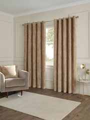 Paoletti Champagne Lustre Velvet Fully Lined Eyelet Curtain - Image 2 of 6