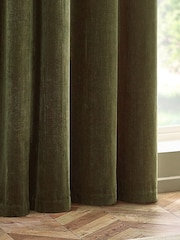 Yard Olive Heavy Chenille Blackout Eyelet Curtain - Image 3 of 4