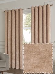 Paoletti Oyster Lustre Velvet Fully Lined Eyelet Curtain - Image 1 of 6