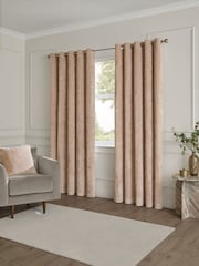 Paoletti Oyster Lustre Velvet Fully Lined Eyelet Curtain - Image 2 of 6