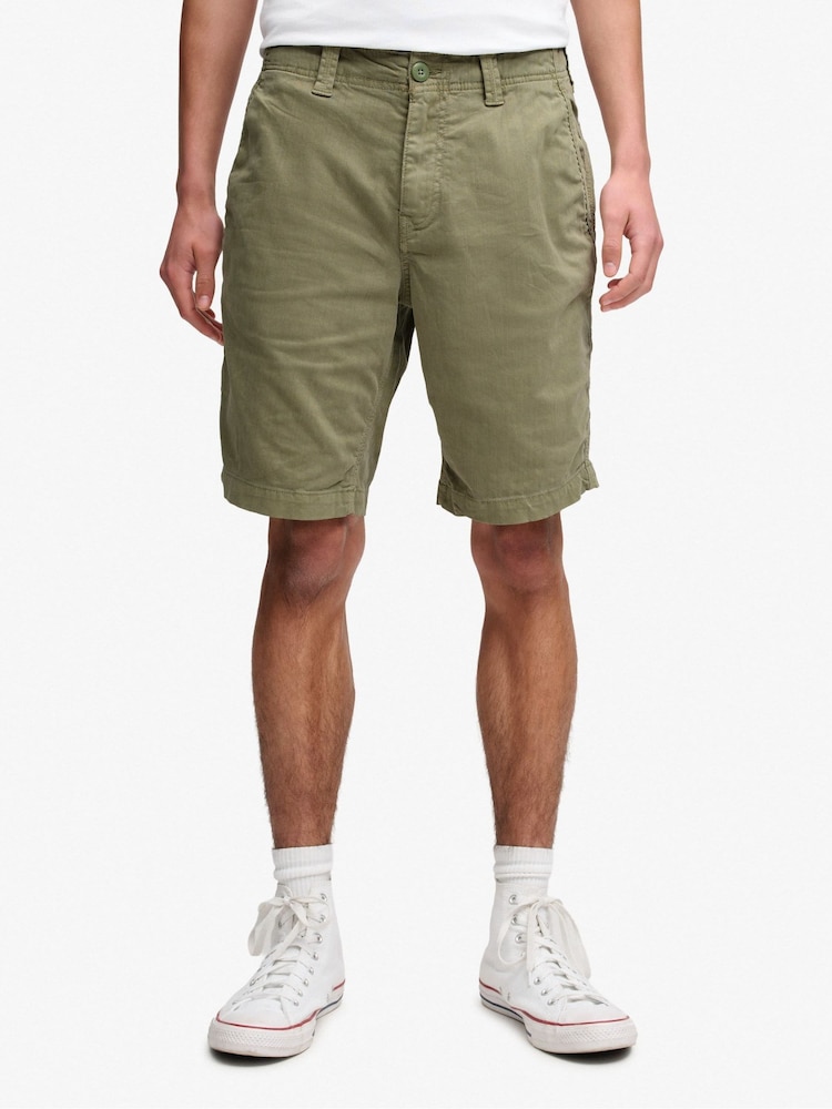 Superdry Green Utility Chino Shorts - Image 1 of 7 Superdry Green Utility Chino Shorts - Image 1 of 7