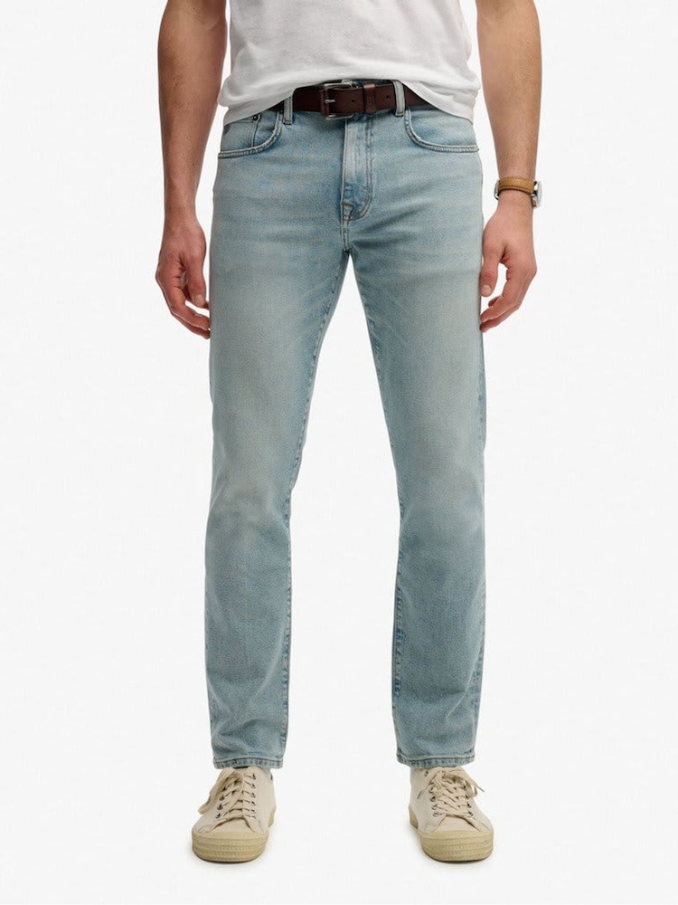 Superdry Blue Cotton Vintage Slim Straight Jeans - Image 1 of 5 Superdry Blue Cotton Vintage Slim Straight Jeans - Image 1 of 5