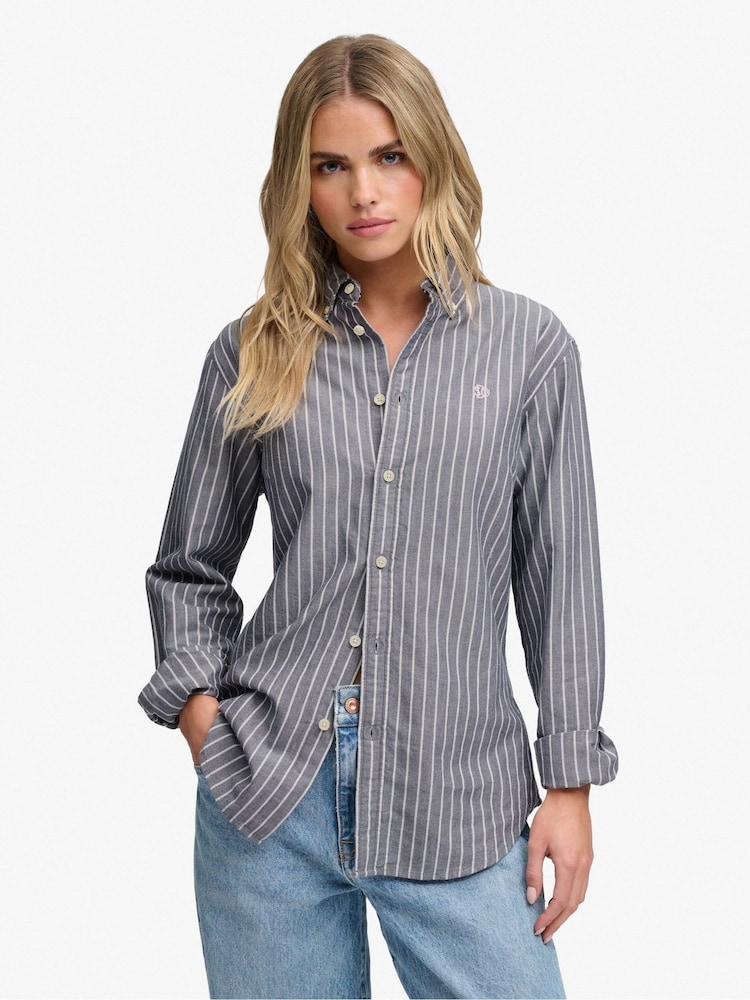 Superdry חולצת אוקספורד מכופתרת בגזרה צרה עם שרוול ארוך - תמונה 1 מתוך 6