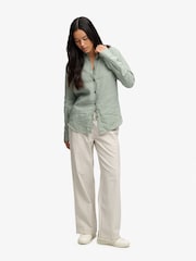Superdry Green Premium Linen Button Down Slim Shirt - Image 3 of 7