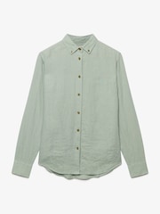 Superdry Green Premium Linen Button Down Slim Shirt - Image 6 of 7